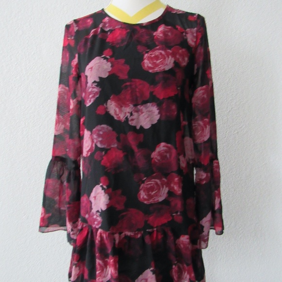 BCBGeneration Ruffle Dark Floral Dress XS - Picture 1 of 4